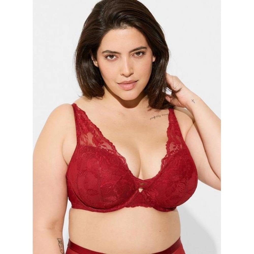 Torrid Curve Red XO Plunge Push Up Bra Size 44D Plus Size Lingerie Valentines